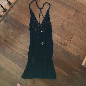 Navy Crochet Coverup Dress
